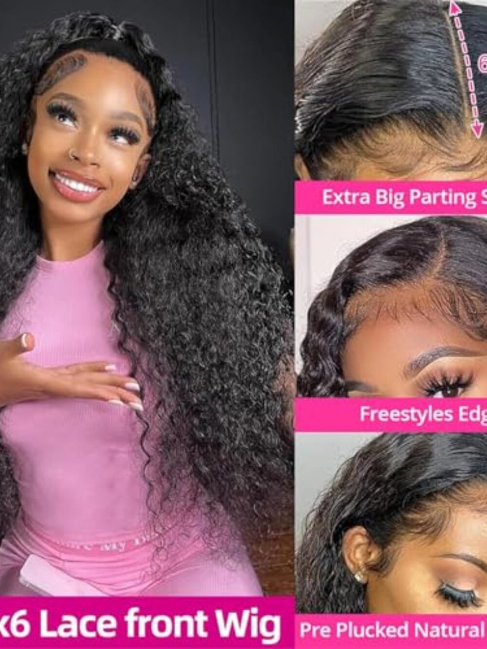 NEW 13x6 Deep Wave Lace Front Wigs Human Hair 30 Inch HD 220 Density Pre Plucked - Picture 6 of 7